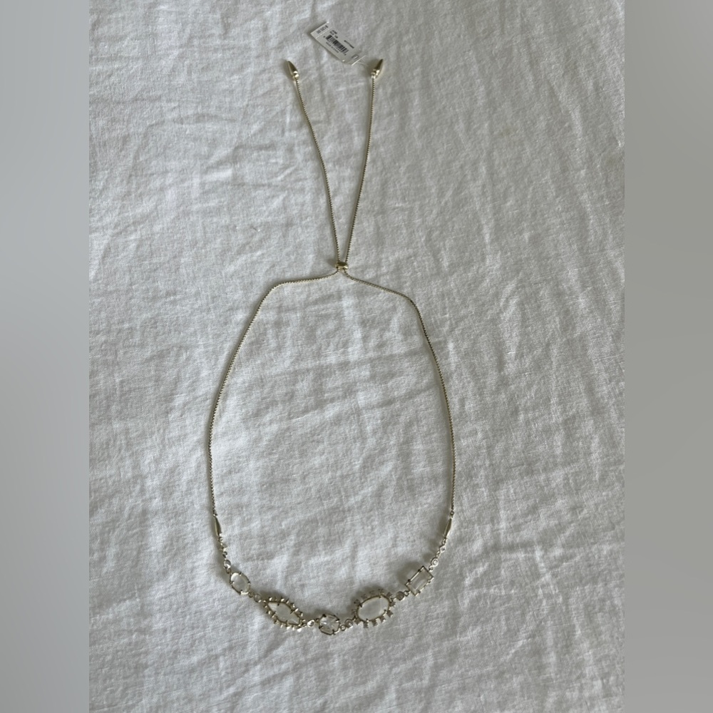 Kendra Scott June Gold Tone Clear Rock Crystal necklace — never worn with tags